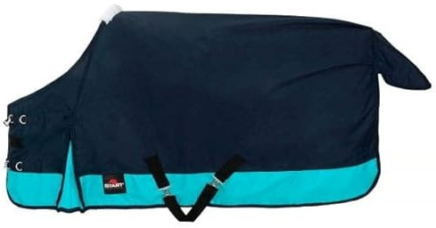 Start Outdoordecke Pferdedecke Weidedecke 600D Regendecke Winterdecke Pferd 200g mit Polarfleecefutter, Nylonfutter und Füllung in 0g, 200g (Dunkelblau/Aquamarin, 135cm (0g/m² Polarfleecefutter))