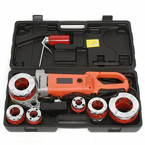 Tragbare Gewindeschneidmaschine, 2300W Rohreinfädler für Rohre mit 6 Matrizen 1/2, 3/4, 1, 1-1/4, 1-1/2,2, 220 V Elektro-Gewindeschneider mit Tragetasche