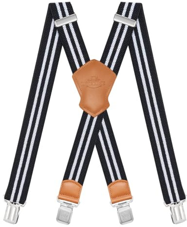 Dresime Hosenträger für Herren mit 4 starken Clips 4cm breit, X Form elastisch einstellbar Länge für Männer und Damen Overalls Jeans, Arbeitshosen, Jumpsuits, Motorradhosen, etc.