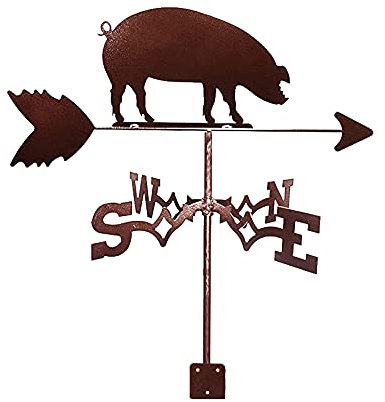 Wetterfahne Katze Familie Segelboot Schwein Wetterhahn Windrichtungsanzeige Wetterfahne Metallprodukte Edelstahl für Outdoor Dach Bauernhof Hofhalterung (Schwein)