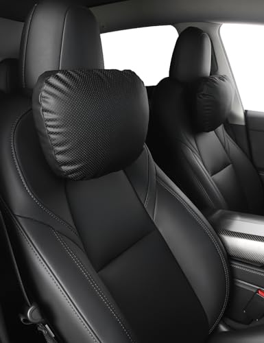 TPARTS Nackstöd i läder för Tesla Model Y/X/3/S, Tesla Model 3, tillbehör, Tesla Model Y, nackkudde för bilar och resor (1 st, svart)