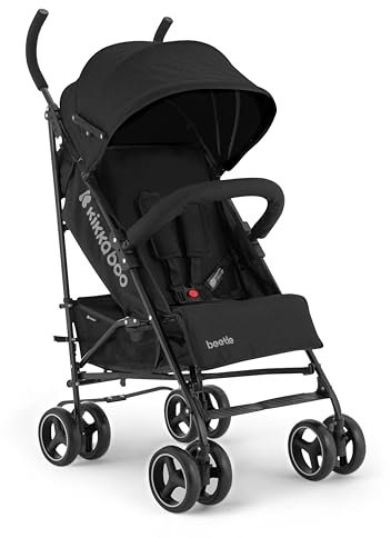 KikkaBoo BEETLE Kinderwagen, Kinderwagen bis 22 kg, faltbar, leicht, kompakt, Schwarz