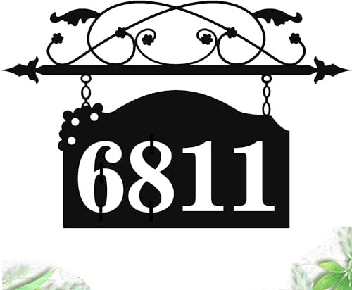 Address Sign for Outside Number Matel Plaque,Letter background Address Number Sign with Street Name,Custom Personal Name,Iron Art Door Number Decoration,Waterproof and rust proof Hanging Mailbox House