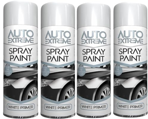 SDMAX All Purpose White Primer Spray Paint, Suitable for Wood, Metal, Plastic, and, Glass Surface, Fast Drying, Easy Application, Interior and Exterior Usage, 250ML (4 Pcs)