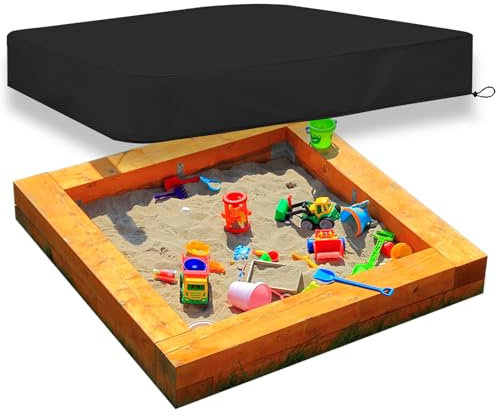 Abdeckung Sandkasten, Sandkastenabdeckung 120x120x20cm, Abdeckplane Wasserdicht Sandkasten, Oxford-Stoff Abdeckplane mit Kordelzug, Sandkasten Abdeckung, Regenschutz Sandkasten für Sandkasten Garten