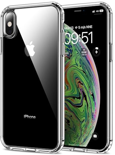 HOOMIL Hülle für iPhone XS Max, Anti-Vergilbung, Transparent | Stoßschutz, Durchsichtige Kratzfeste Harte Rückseite, Unterstützt Kabelloses Laden