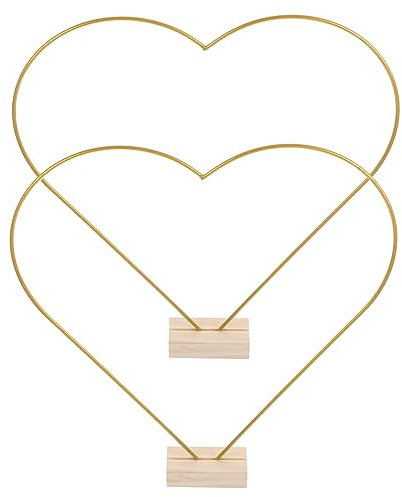 Herzkranzrahmen aus Eisen und Holz, 2 Satz Goldfarbene