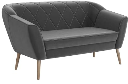 MEBLINI Mini Sofa 2-Sitzer für Wohnzimmer - Mini Lounge für Zwei Personen - Küchensofa - Sofa Klein - Gisela - 2 - Dunkelgrau Samt