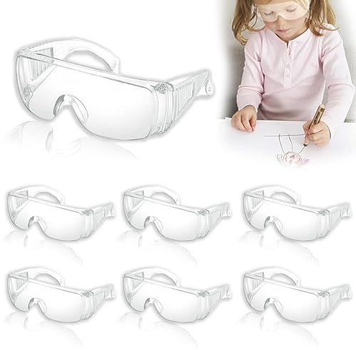 ElevaPulse 6 Stück Schutzbrille für Kinder, Arbeitsschutzbrille für Brillenträger, UV-Schutz, Anti-Kratzer, Komfortabel und Sicher