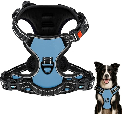 DOLCEPAW Hundegeschirr No-Pull Verstellbar mit Reflektierenden Streifen, Atmungsaktives, Gepolstertes Brustgeschirr für Hunde, Sicher und Bequem für Spaziergänge und Training