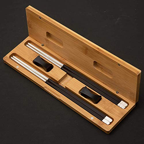 XSMYdpuk Bacchette di Legno argentate di Lusso riutilizzabili, Set Regalo di Bacchette di Legno Naturale con Confezione Regalo, Lavabili in lavastoviglie, Bacchette Giapponesi Cinesi Coreane antisciv