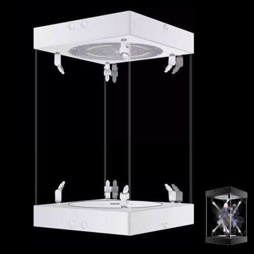 Dtyubfg Acryl Schaukasten Vitrine - Transparent und Staubdicht Display Case -LED-Beleuchtung - Vitrine aus Acryl mit Schwarzer Basis, für Action-Figuren Spielzeug, Sammlerstücke - 20 cm