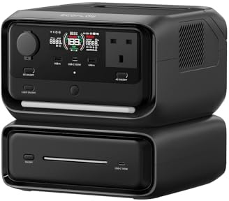 EcoFlow RIVER 3 Max (RIVER 3 Plus & EB300) Centrale elettrica portatile - Batteria LFP 572Wh, uscita 1200W, <10 ms UPS, connessione wireless, generatore solare per campeggio e camper