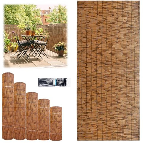 Schilfzaunrolle Für Terrasse/Balkon/Garten - Stabiler Und Gerader Natürlicher Schilfrohrmatte - Bambus Sichtschutz Wind- Und Sonnenschutz(60x600cm(2.0x19.7FT))