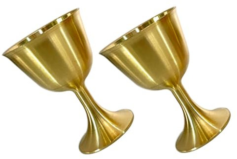 Veemoon 2 calici in ottone – eleganti calici da vino in ottone per cerimonie religiose – Comunione e rituali – Bicchieri da liquore color rame di alta qualità per occasioni speciali