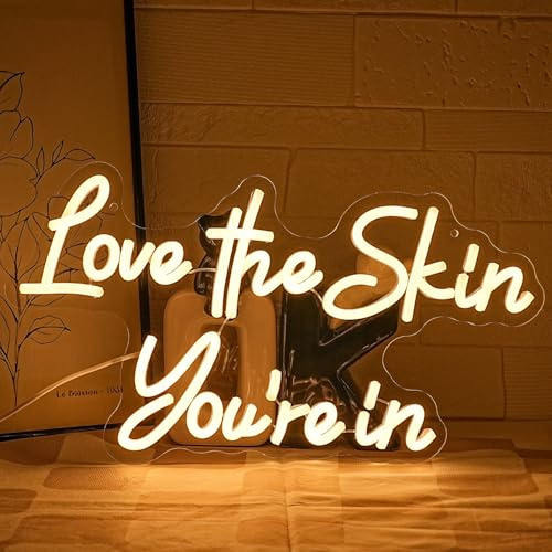 LMSIGNLY Love the Skin You're in Neon Sign Facial Spa Neon Light for Wall Decor Warm White Letters LED Sign Beauty Salon Sign for Business Skin Care Salon Beauty Shop Decorations
