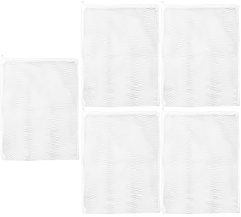 Lot de 5 Sacs en Maille Fine réutilisables pour Filtre d'aquarium - Fermeture éclair - Équipement de Purification de l'eau Multifonction pour Tourbe, Corail écrasé