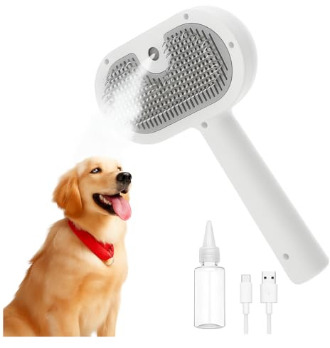 Spazzola a Vapore per Cani e Gatti, Spazzola a Vapore per Animali Domestici, 3 in 1, Pulisce, Districare e Massaggiare, Capelli Corti e Lunghi