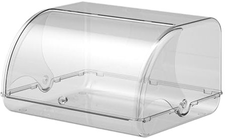 Panera acrílica con tapa enrollable, gran capacidad, para encimera de cocina, portátil, para cafetería, diseño blanco transparente