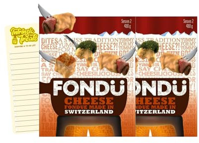 Fondue Cheese Bundle with Swiss Cheese Fondue 400g x2 and Intrinsic Treats Shopping List Card