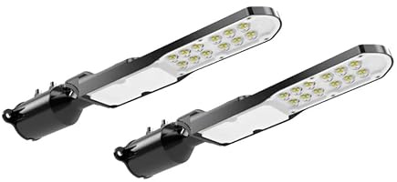 LUXULA 2 Stück LED Straßenlaterne SLIM 30W 3600lm, 5000K, IP65 | 5000K Neutralweiß, IP65 IK08, Slim Design, Mast- und Wandmontage Ø48-60mm, Straßenlampe für Parkplatz, Hof und Wege