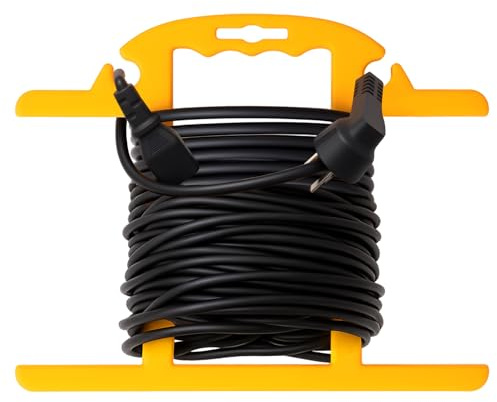 Ripeng 1 Pcs Heavy Duty Extension Cord and Hose Reel with Carrying Handle, Durable ABS H-shape Design Fits 100ft Cord Cable or Water Hose, 50ft Soaker Tube Management (Yellow)