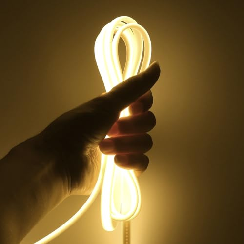 KISUFU Luces LED COB Tira LED 12V, 320 LEDs/m 2PIN Autoadhesivo Luz 8MM Impermeable IP67 Light Strip para Gabinete de Cocina, Mostrador, Estante, Escalera. (Sin fuente de alimentación)
