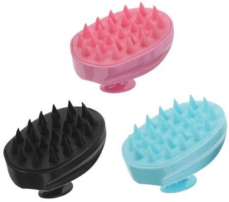 WEKAMOS Spazzola per Cuoio Capelluto in Silicone 3 Pezzi, Massaggiatore Profondo per Shampoo e Scrub Esfoliante, Compatto e Leggero per Massaggio Asciutto e Bagnato, per Chioma