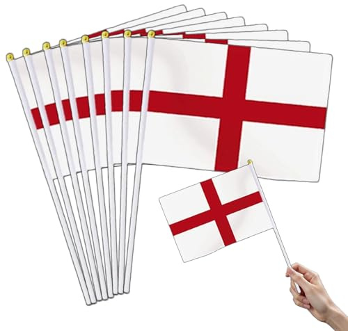 Pequeñas banderas de Inglaterra con varilla, banderas de Albion hechas a mano para el Mundial de 2026, artículo para fans, día nacional de la EM, decoración para el hogar, jardín, bistró, decoración