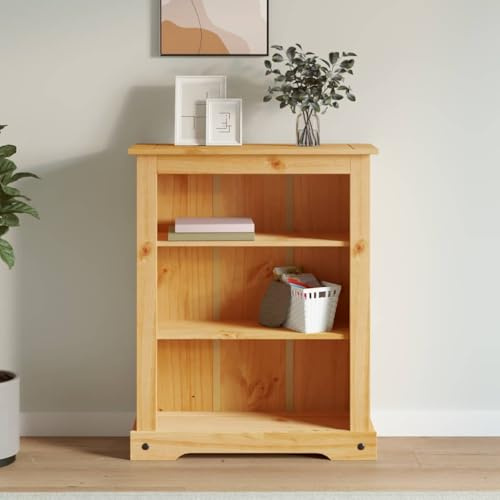 PUGYNBK 3-Tier Bookcase Mexican Pine Corona Range 80x29x100 cm, Rustic Wooden Shelf Unit for Study or Living Room, Hard-Wearing Pinewood Furniture with 3 Shelves for Books and Display