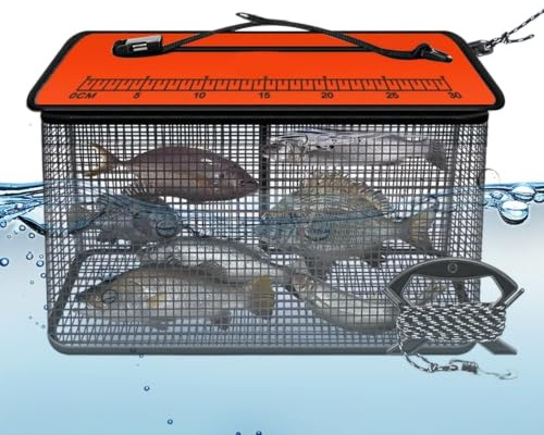 Générique Cesto di rete di cattura di grande capacità, ultra resistente | Naso pieghevole in rete riflettente per pesci Ruscello Mare Roccia Padre Nonno Zio
