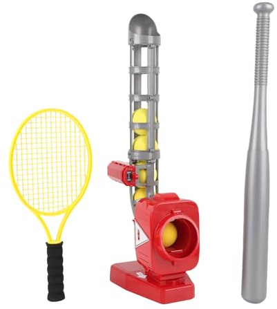 Bewinner Auto Baseball Pitching Machine, 2 in 1 Baseball Tennis Pitcher with Adjustable Angle and Retractable Bat for Youth Indoor Outdoor Batting Practice
