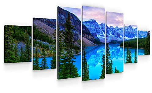 Startonight Grand Format Art Encadré Paysages Montagne Bleue, Impression De Photos Sur Toile XXL Imprimée Tableau Motif Moderne Déco d'Art 7 pieces Tendu Sur Chassis 100 x 240 cm