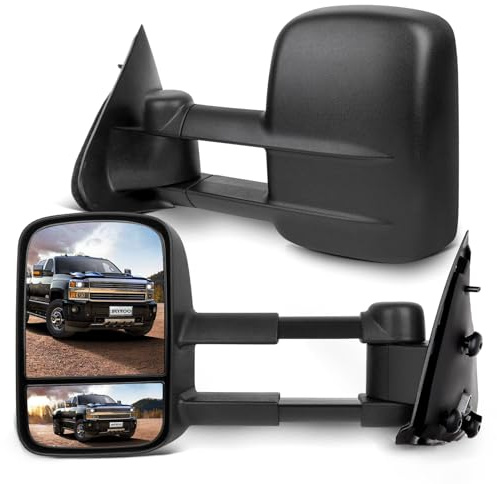 SCITOO Towing Mirrors Compatible with 1997-2003 for Ford for F-150 1997-1999 for Ford for F250 Standard Extended Cab (Not fit 4 Doors Crew Cab Models) Black Power Adjusted Pair Set Mirrors