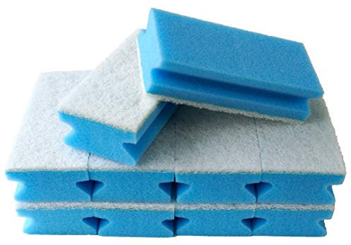 Sonty 10 spugne per pulizia senza graffi, lavabili, grandi, 15 x 7 x 4 cm, bianco (blu)