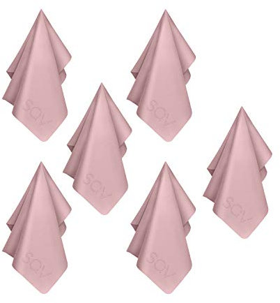 Premium Microfiber Cleaning Cloth 12x12 in - Extra Soft Thick Suede Feel Lint Free Cloths for Eyeglasses & Glass - Compatible with iPad, iPhone, Phone, Tablet, TV Screen, Camera Lens (6 Large, Pink)