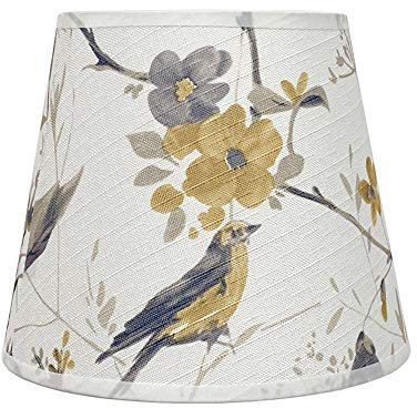 DULEE Lampenschirm Oberseite 5 x Höhe 6,5 x Unterseite 7,5 Zoll E27/E14 Halter Hardback Tischlampenschirme Trommel-Lampenschirme Stehlampenschirme Stoff Lampenschirm,Vogel