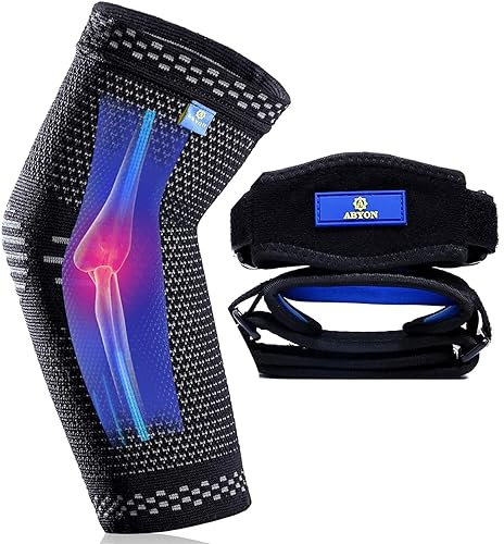 ABYON Ellenbogenbandage 3 Stücke, Kompression Ellenbogen Bandage mit Tennisarm Bandage für Herren Damen Tennis, Golf, Arthritis, Sehnenentzündung, Gelenkschmerzen, Schwarz, XL