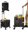 Carrello Porta Spesa, Trolley Pieghevole in Plastica con Ruote Resistente 50kg Pack Go Pieghevole Portatile lo Shopping Campeggio Trasporto Cart Scatola di Immagazzinaggio con Coperchio Nero