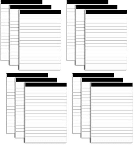 MuiAng 12 Pack Note Pads Refills 4 x 6 Inch Memo Pads Writing Pads, White Small Notepads Scratch Pads Mini Notepad with 30 Sheets Lined Paper in Each Pad