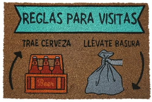 koko doormats Felpudo Entrada casa Original, Fibra de Coco y PVC, Felpudo Exterior Reglas de Visita, 40x60x1.5 cm | Alfombra Entrada casa Exterior | Felpudos Divertidos para Puerta