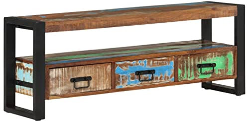 Camerina TV-Schrank 120x30x45 cm Wohnwand Wohnzimmer Fernseher Schrank TV MöBel TV Sideboard TV Unterschrank Altholz Massiv