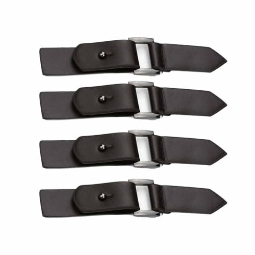 SHTGOI 4 Stück PU Leder Knebelverschlüsse mit Metal Clip Kleidung Knebelknöpfe Vintage Strickjacke Clip zum annähen Druckknöpfe Leder Tab Schnallen mit 1 Nägel für Windjacke Mantel Kaffee