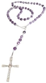 Rosenkranz, Paternoster Hergestellt mit Amethyst Perlen und Kristallen von Swarovski, Gebetskette, Kreuzzeichen, Meditation, Spirituell, Glauben, Glauben, Kette, Kreuz, Gebet, Gebetskette, Gebetskette