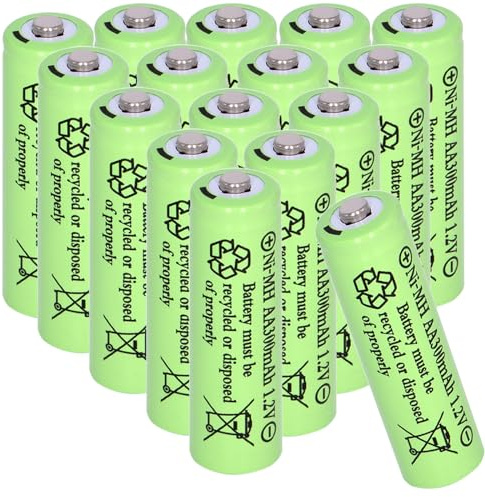 Yibatopow 16 Packs1.2V AA 300mAh Solar Lights Batteries Ni-MH Rechargeable Double A Battery for Outdoor Solar Lights, String Lights, Pathway Lights