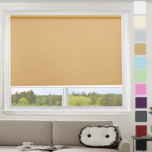 Rollo Klemmfix ohne Bohren 40 x 50 cm Sichtschutz und Sonnenchutz,ohne Bohren Fensterrollo Seitenzugrollo Klemmrollo mit Klämmträger, für Fenster & Tür, Creme Farben