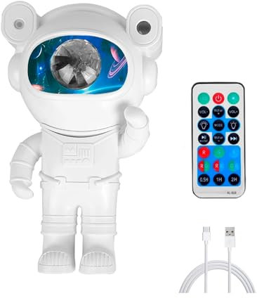 RevolutionLine - Proyector de estrellas astronauta con Bluetooth Temporizador y Control Remoto | Mini proyector de nebulosa para dormitorio de niños, sala de juegos, techo, decoración de habitación
