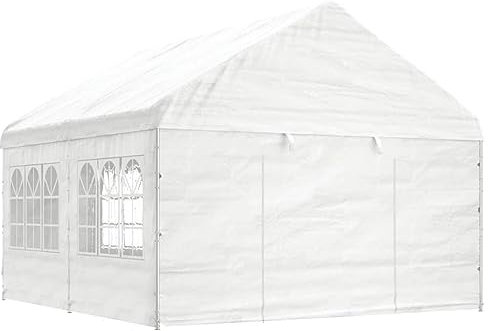 ARKEM Pavillon mit Dach Weiß 4,46x4,08x3,22 m Polyethylen Pop Up Pavillon Garten Pavillion