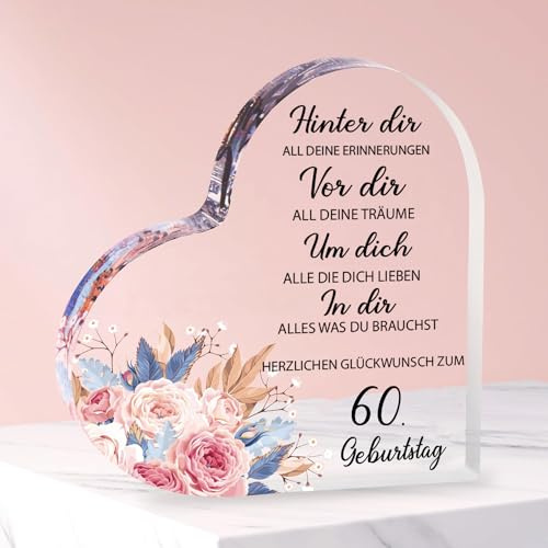 RISFIHEI 60 Geburtstag Frau Mann, Geschenke zum 60. Geburtstag - Acryl Block Geschenke Deko, 1966 60. Geburtstagsgeschenk für Vater, Mutter, Freunde, Ehemann, Ehefrau, Geschenkideen