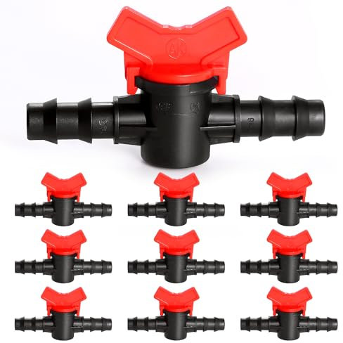 VooGenzek 10 Pièces 16mm Vanne Commutation d'Irrigation, Irrigation Pipe Valve Switch, Robinet Jardin en Plastique PE, Robinet Barbelé Double Mâle, pour L'irrigation des Pelouses de Jardin